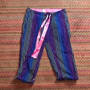 Y2K VINTAGE NAVY RAINBOW STRIPE LOVE PINK PAJAMA LOUNGE PANTS Victorias SECRET